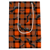 Halloween vliegende vleermuizen op plaid medium cadeauzakje (Achterkant)