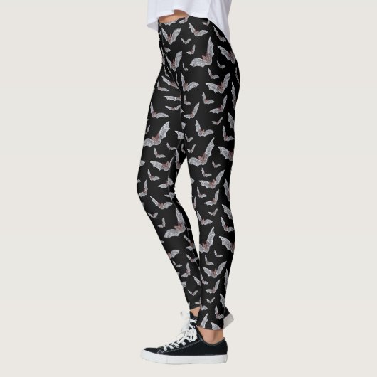 Halloween Vliegende Vleermuizen Spooky Hand getrok Leggings (Links)
