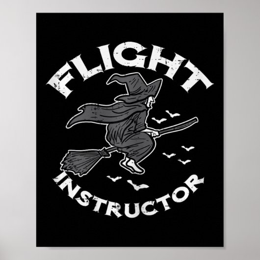 Halloween vlieginstructeur heks grappig kostuum WO Poster (Voorkant)