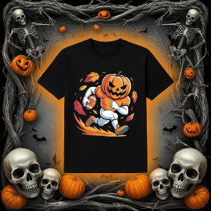 Halloween Voetbal Pompoen Running Back T-shirt