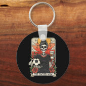 Halloween Voetbalmoeder Grappige Tarotkaart Skelet Sleutelhanger (Voorkant)