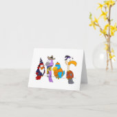 Halloween vogels op een draad kaart (Gele Bloem)