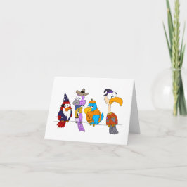 Halloween vogels op een draad kaart