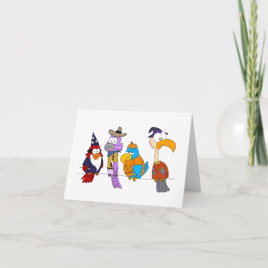 Halloween vogels op een draad kaart (Voorkant)