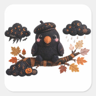 Halloween Vogelsticker — Handgemaakte uitstraling Vierkante Sticker