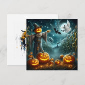 Halloween vogelverschrikker feestdagenkaart (Voorkant / Achterkant)