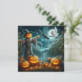 Halloween vogelverschrikker feestdagenkaart (Staand voorkant)