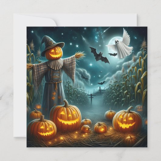 Halloween vogelverschrikker feestdagenkaart (Voorkant)