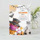 Halloween-vogelverschrikker feestje kaart (Staand voorkant)