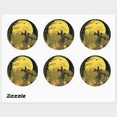 Halloween vogelverschrikker in pompoen patch stick ronde sticker (Vel)