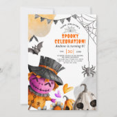 Halloween vogelverschrikker kinderen verjaardag ui kaart (Voorkant)