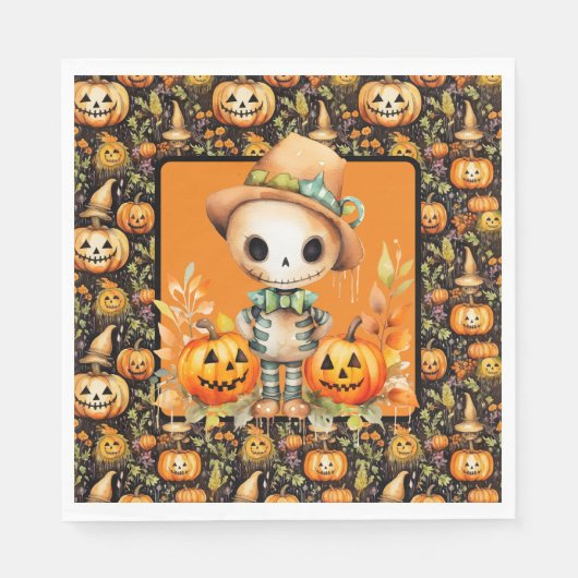 Halloween vogelverschrikker met Jack O lantaarns Servet (Voorkant)