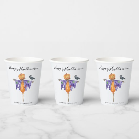 Halloween vogelverschrikker met pompoen papieren bekers (Multi)