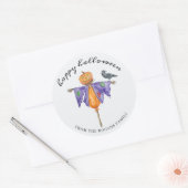 Halloween-vogelverschrikker met pompoen ronde sticker (Envelop)