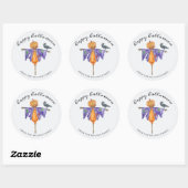 Halloween-vogelverschrikker met pompoen ronde sticker (Vel)