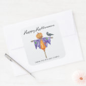 Halloween vogelverschrikker met pompoen vierkante sticker (Envelop)