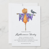 Halloween-vogelverschrikker met pompoenfeest kaart (Voorkant)