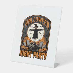 Halloween Vogelverschrikker Shirt Vintage Kerkhof  Reclamebord Met Voetstuk