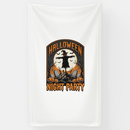 Halloween Vogelverschrikker Shirt Vintage Kerkhof  Spandoek (Verticaal)