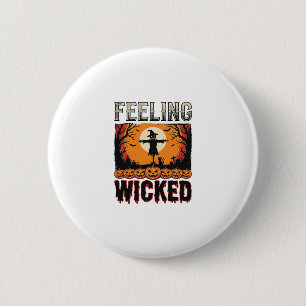 Halloween vogelverschrikker voelt zich ondeugend v ronde button 5,7 cm