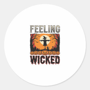 Halloween vogelverschrikker voelt zich ondeugend v ronde sticker
