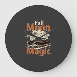 Halloween Volle Maan Magie Vintage Auto Grote Klok