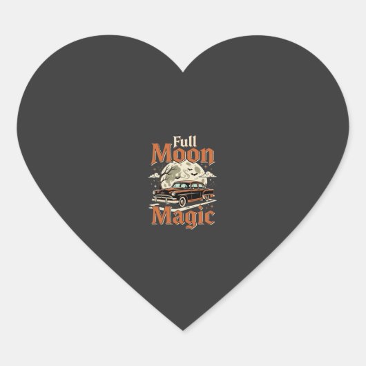 Halloween Volle Maan Magie Vintage Auto Hart Sticker (Voorkant)