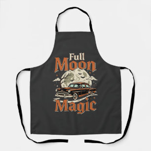 Halloween Volle Maan Magie Vintage Auto Schort