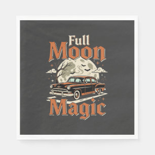 Halloween Volle Maan Magie Vintage Auto Servet
