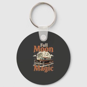 Halloween Volle Maan Magie Vintage Auto Sleutelhanger