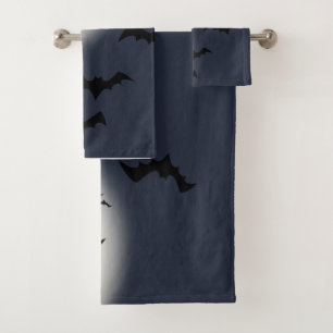 Halloween Volle Maan Met Vleermuizen Bad Handdoek
