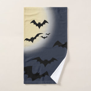 Halloween Volle Maan Met Vleermuizen Handdoek