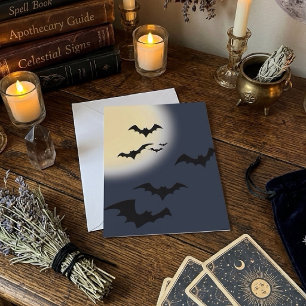 Halloween Volle Maan Met Vleermuizen Kaart