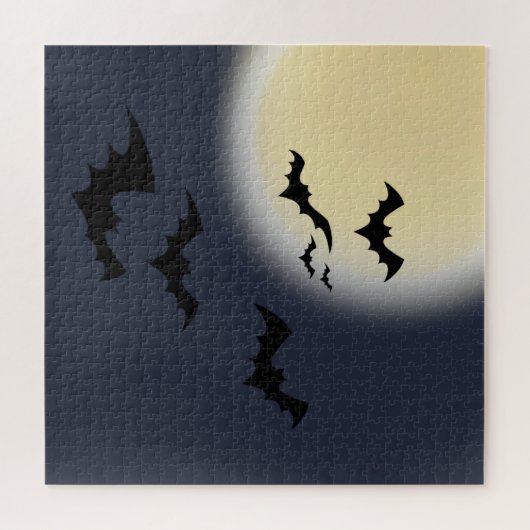 Halloween volle maan met vleermuizen legpuzzel (Horizontaal)