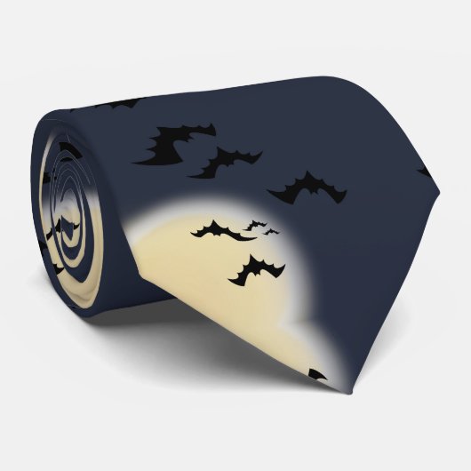 Halloween volle maan met vleermuizen stropdas (Opgerold)