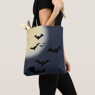 Halloween volle maan met vleermuizen tote bag