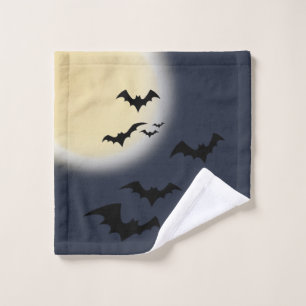Halloween Volle Maan Met Vleermuizen Washandje