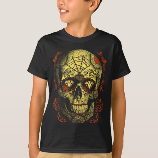Halloween Volle Maan Mojo Suikerschedel T-shirt (Voorkant)
