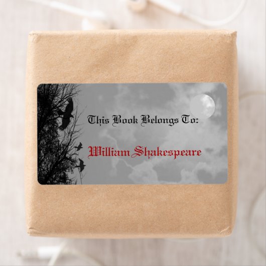 Halloween Volle Maan Ravens Custom Bookplate Label (Insitu)