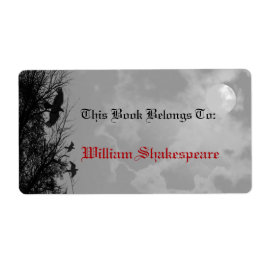 Halloween Volle Maan Ravens Custom Bookplate Label