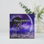 Halloween Volle Maan & Vleermuizen Nightsky Uitnod Kaart (Staand voorkant)