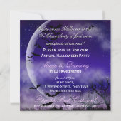 Halloween Volle Maan & Vleermuizen Nightsky Uitnod Kaart (Achterkant)