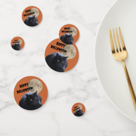 Halloween Volle Maan Zwarte Kat Confetti