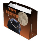 Halloween Volle Maan Zwarte Kat Groot Cadeauzakje (Achterkant Gekanteld)