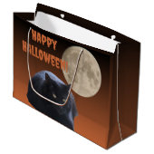 Halloween Volle Maan Zwarte Kat Groot Cadeauzakje (Voorkant Gekanteld)