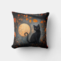 Halloween Volle Maan Zwarte Kat  Herfst