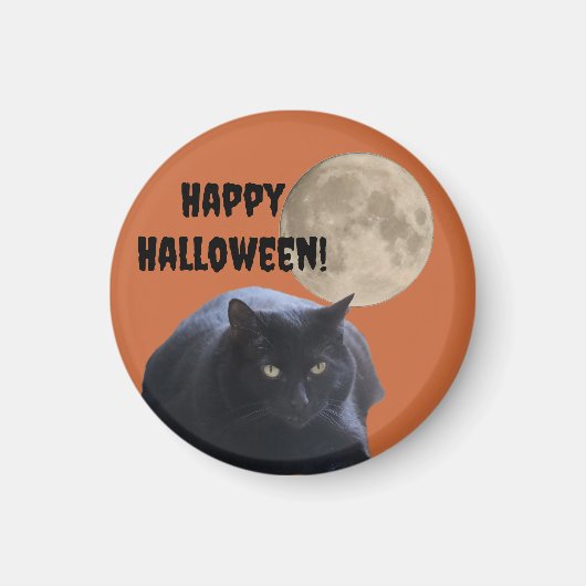 Halloween Volle Maan Zwarte Kat Magneet (Voorkant)