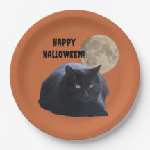 Halloween Volle Maan Zwarte Kat