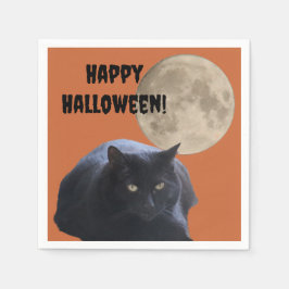 Halloween Volle Maan Zwarte Kat Servet