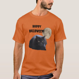 Halloween Volle Maan Zwarte Kat T-shirt